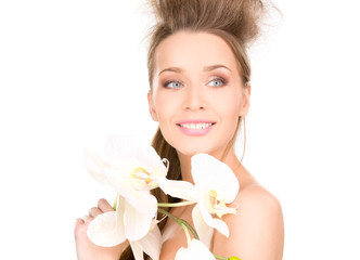 beautiful woman with white flower