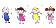 Stick figures - doodle children characters. Vector Illustration