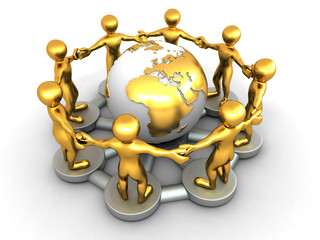 Fototapete - Group of people around of earth