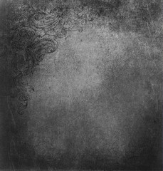Poster - Grunge background with floral ornament elements.