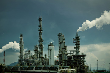 Oil refinery with smoke