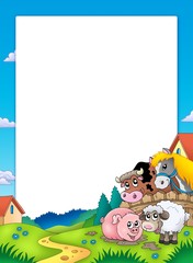 Sticker - Frame with landscape and animals