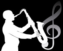 Black Silhouette Of A Saxophone Player