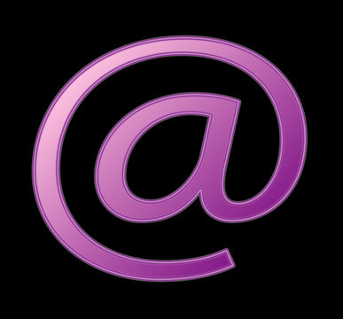 Pink symbol e-mail, black isolated, vector