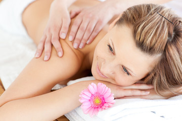 Canvas Print - Blissful young woman enjoying a back massage