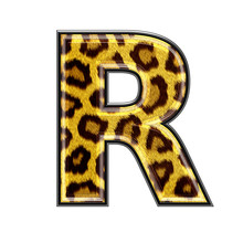 3d Letter With Panther Skin Texture - R