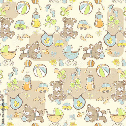 Nowoczesny obraz na płótnie Seamless pattern - Cute baby boy pattern