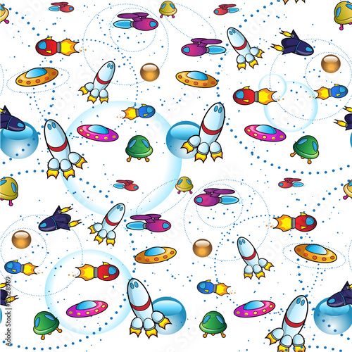 Naklejka dekoracyjna Seamless pattern - Spaceships