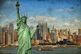 Fototapeta Koty - new york city tourism concept with statue liberty