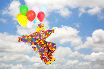 Canvas Print - Clown Flies Through Sky