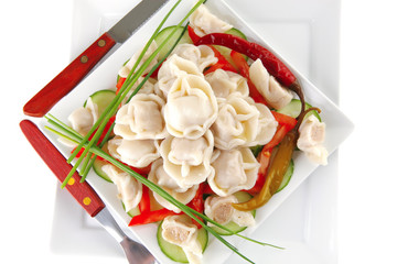 Poster - dumplings served with vegetables