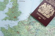 © thinglass - Great Britain passport and partial map of Europe
