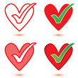 Vector Heart & Tick Icon Set