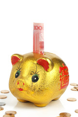 Poster - chinese currency with piggy bank