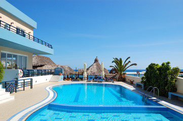 Wall Mural - Swimming pool at the popular hotel, Crete, Greece