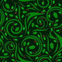 Seamless Swirly Holly Background
