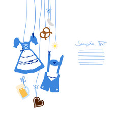 Sticker - Hanging Octoberfest Symbols Blue