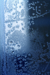 Wall Mural - Frosty natural pattern on winter window