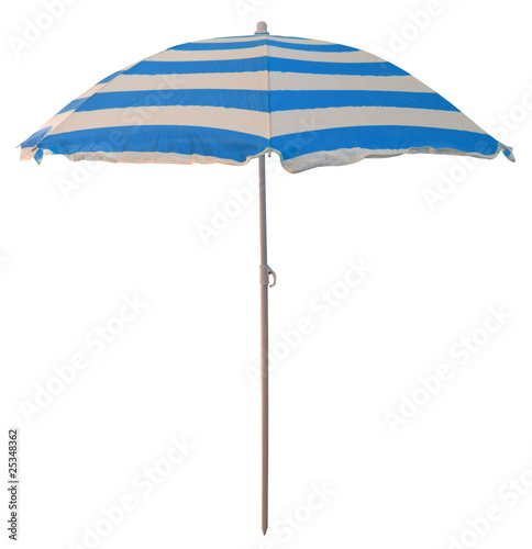 Parasol De Plage Bleu Avec Piquet Vacances Soleil Fond