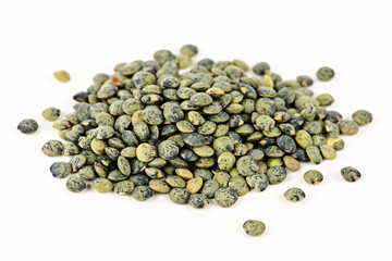 Canvas Print - Pile of uncooked French lentils