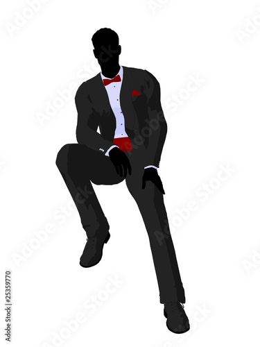 Fotografie, Tablou Wedding Groom in a Tuxedo Silhouette