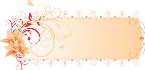 Wall Mural - Lilies with floral ornament. Banner. Vector