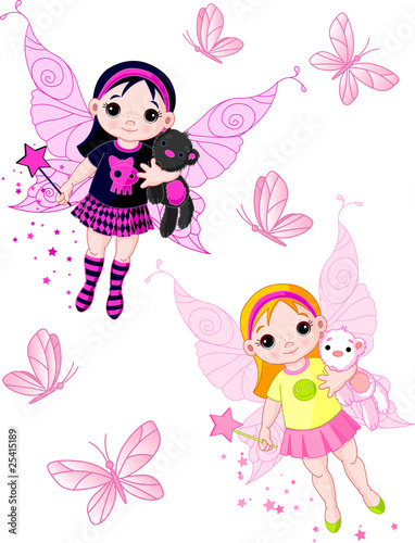 Fototapeta do kuchni Little fairies flying with butterflies