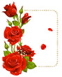 Vector red rose and pearls frame