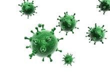 Green Virus Cell Symbol Representing Bacterial Infection