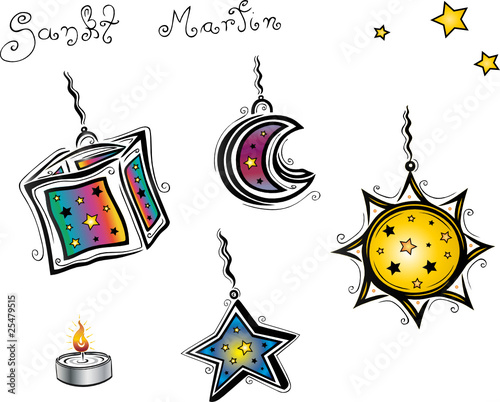Sankt Martin, Laterne, Laternen, Vector Set – kaufen Sie ...