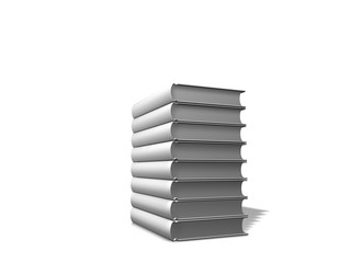 Pile of white books over white background