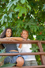 Boy and girl n the park.