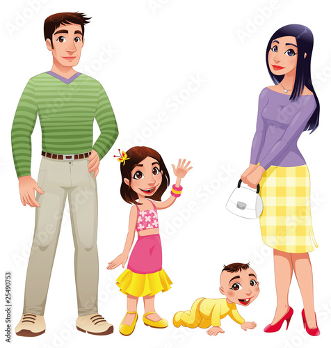 Human family. Vector illustration, isolated characters