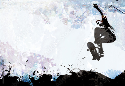 Obraz w ramie Skateboarding Grunge Layout