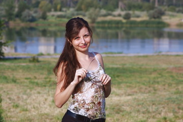 beautiful girl on nature