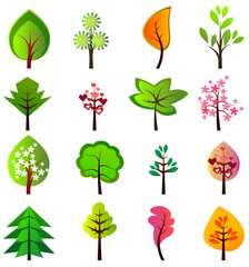 Wall Mural - Set of different beautiful trees
