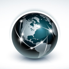Wall Mural - planète terre globe réseau internet