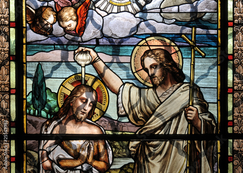 Fotomural Jesus Christ baptism by Saint John the Baptist