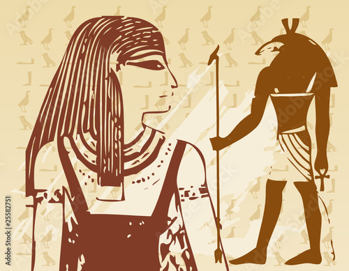 Naklejka na szafę Papyrus with elements of egyptian ancient history