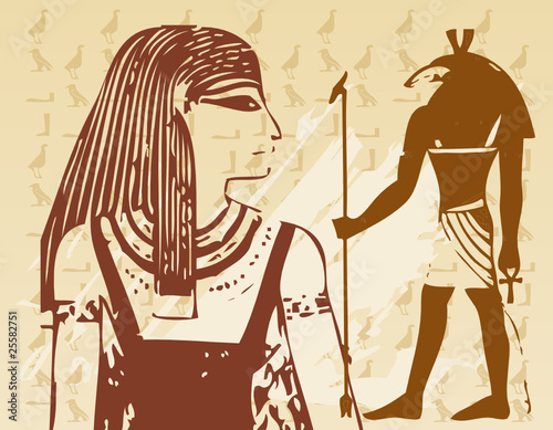 Naklejka - mata magnetyczna na lodówkę Papyrus with elements of egyptian ancient history