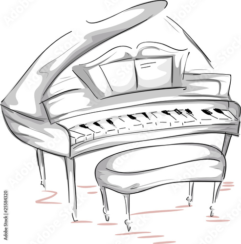 Grand Piano Sketch – Stock-Vektorgrafik | Adobe Stock