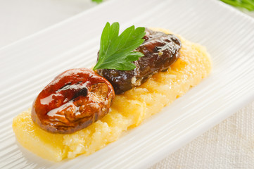 Wall Mural - polenta and mushroom grilled-polenta e funghi grigliati