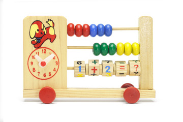 toy abacus and clock on wheels