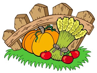 Sticker - Thanksgiving motive with harvest