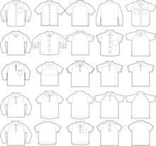 Polo & Button Down Shirts Outline Vector Templates