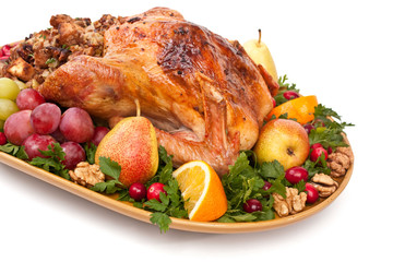 Sticker - roasted holiday turkey garnished with fruit and salad