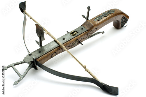old wood crossbow isolated in white background Poster Mural XXL