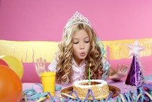 Little Blond Girl  In A Birthday Party