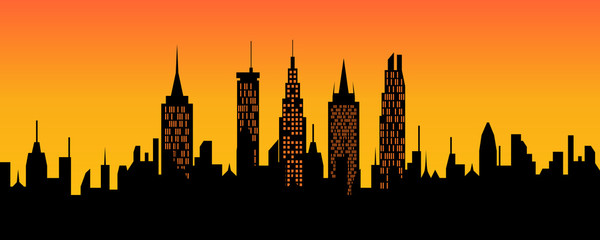 Wall Mural - Cityscape at sunset