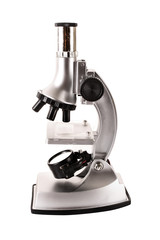 Wall Mural - laboratory metal microscope isolated on white